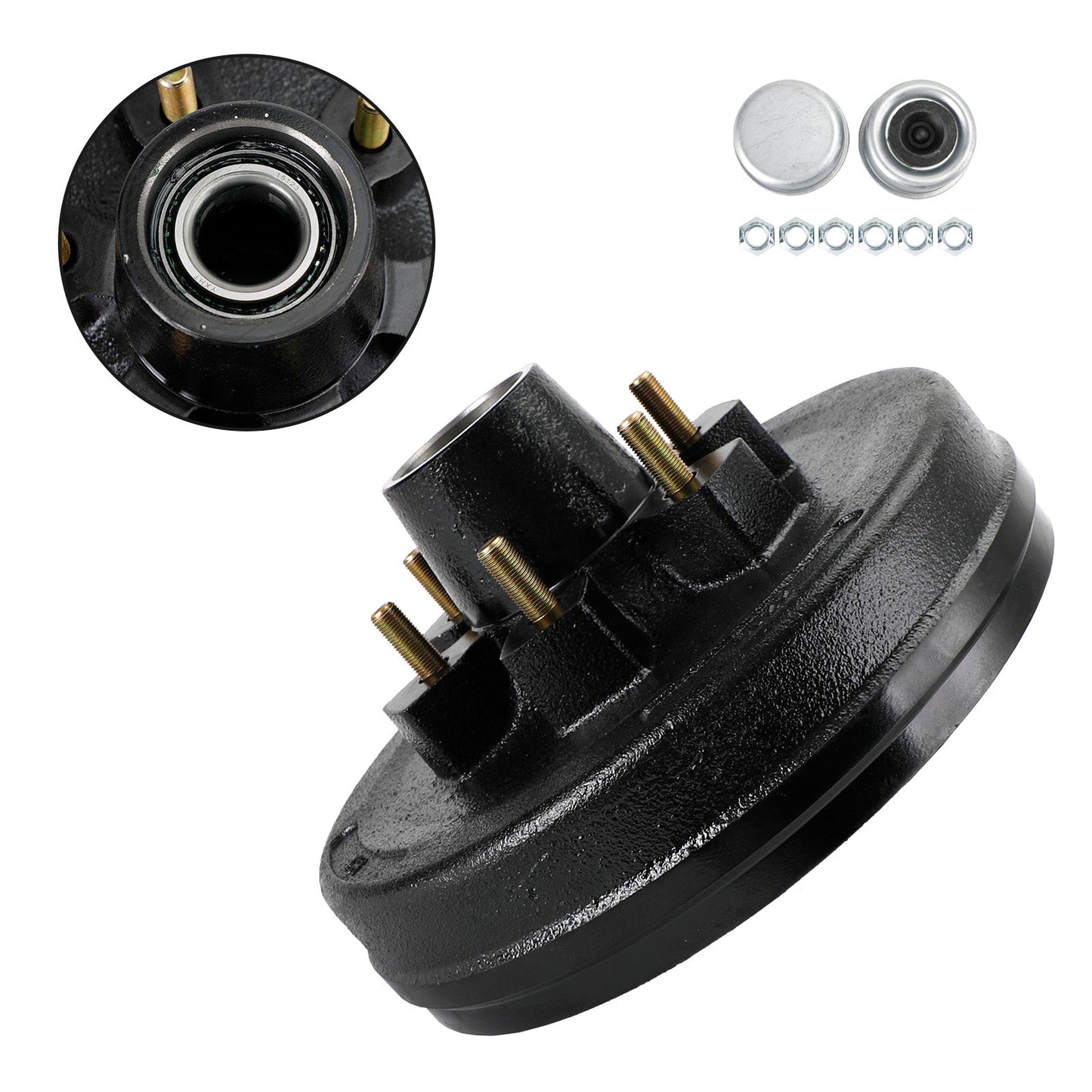 Grease Trailer Hub and Drum Assembly for 5.2&6K Axles-12"-6 on 5-1/2-Pre-Greased