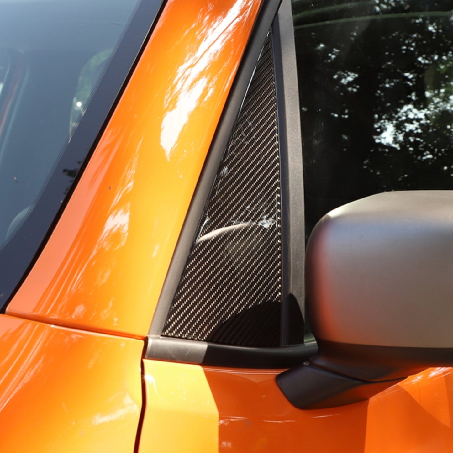Carbon Front+Rear Triangular Window Glass Plate Trim Renegade 2016-2019