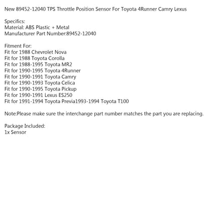New 89452-12040 TPS Throttle Position Sensor For Toyota 4Runner Camry Lexus