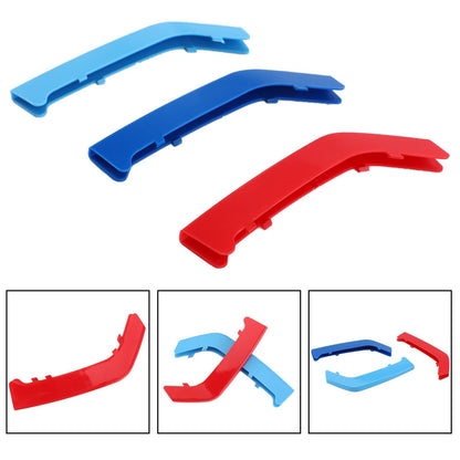 BMW 3 Series ( 8 Grilles One Side ) Tri-Colour Front Grille Grill Cover Strips Clip Trim