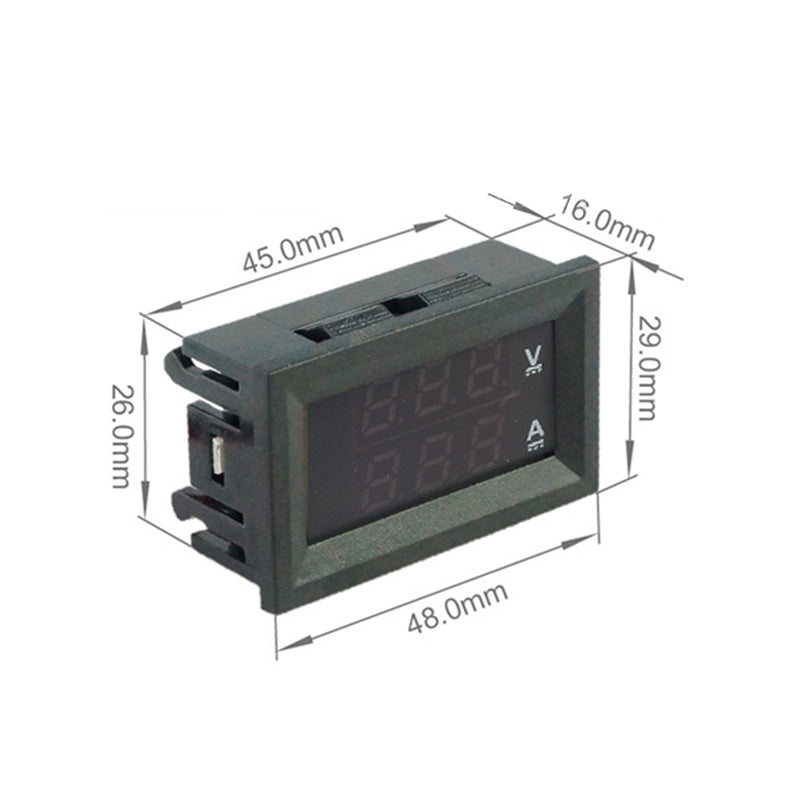 Voltímetro digital de CC 100 A y 100 V, amperímetro, LED azul y rojo, derivación de corriente