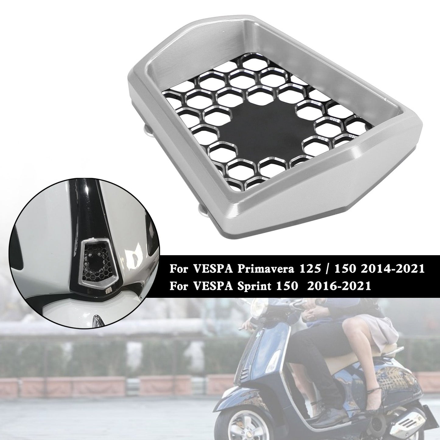 Cache klaxon central avant pour Vespa Sprint Primavera 125/150 2014-2021