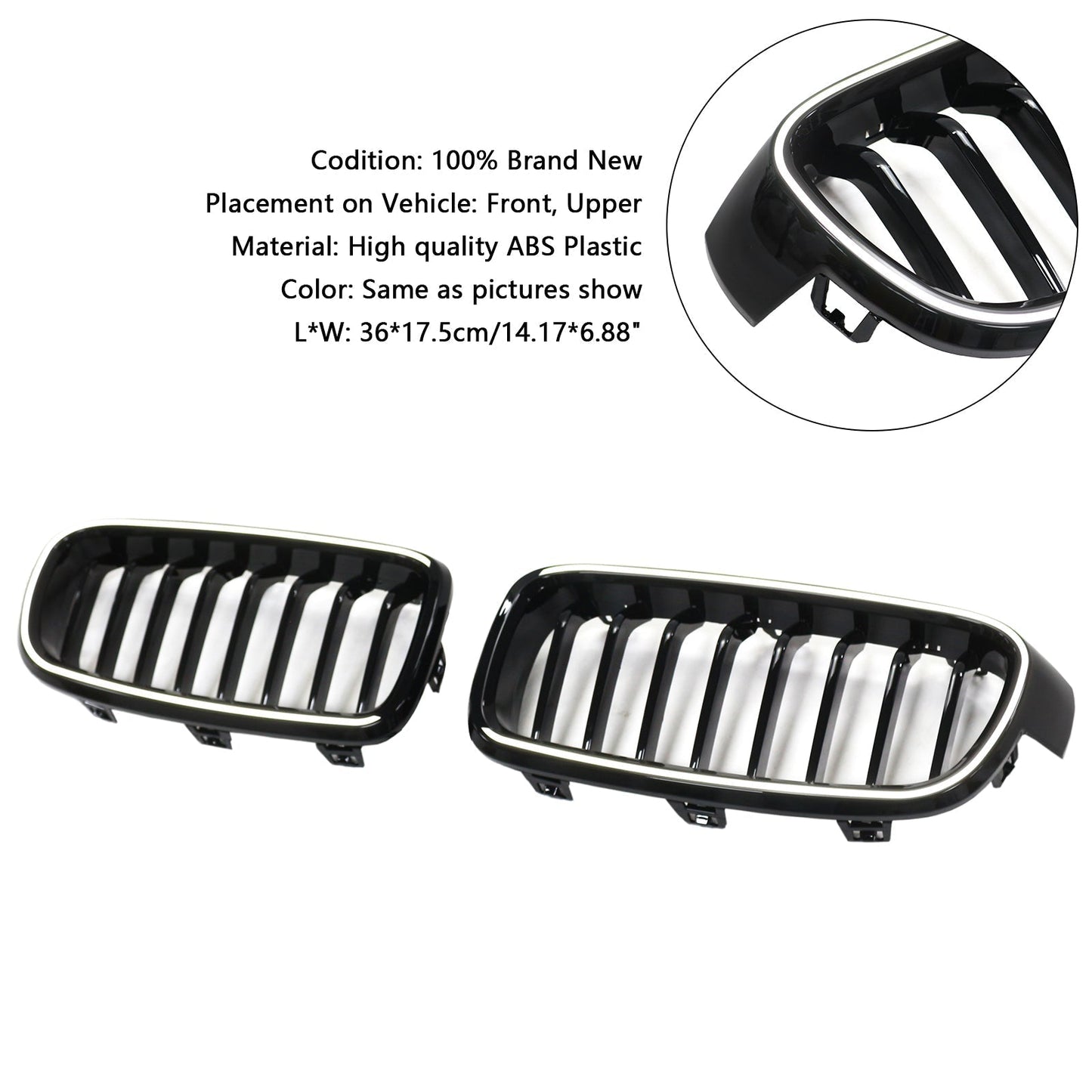2012-2019 BMW 3 Series F30 F31 F35 Gloss Black 51137263481 Front Kidney Grille Grill