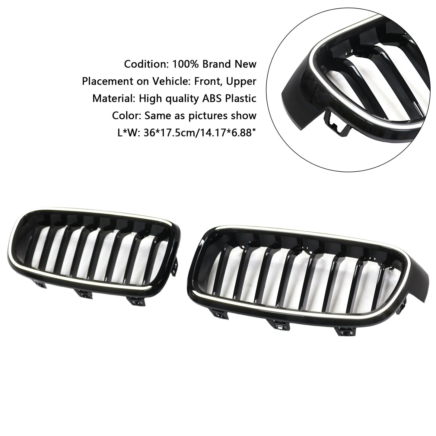 2012-2019 Gloss Black Front Kidney Grille Grill Fit BMW 3 Series F30 F31 F35