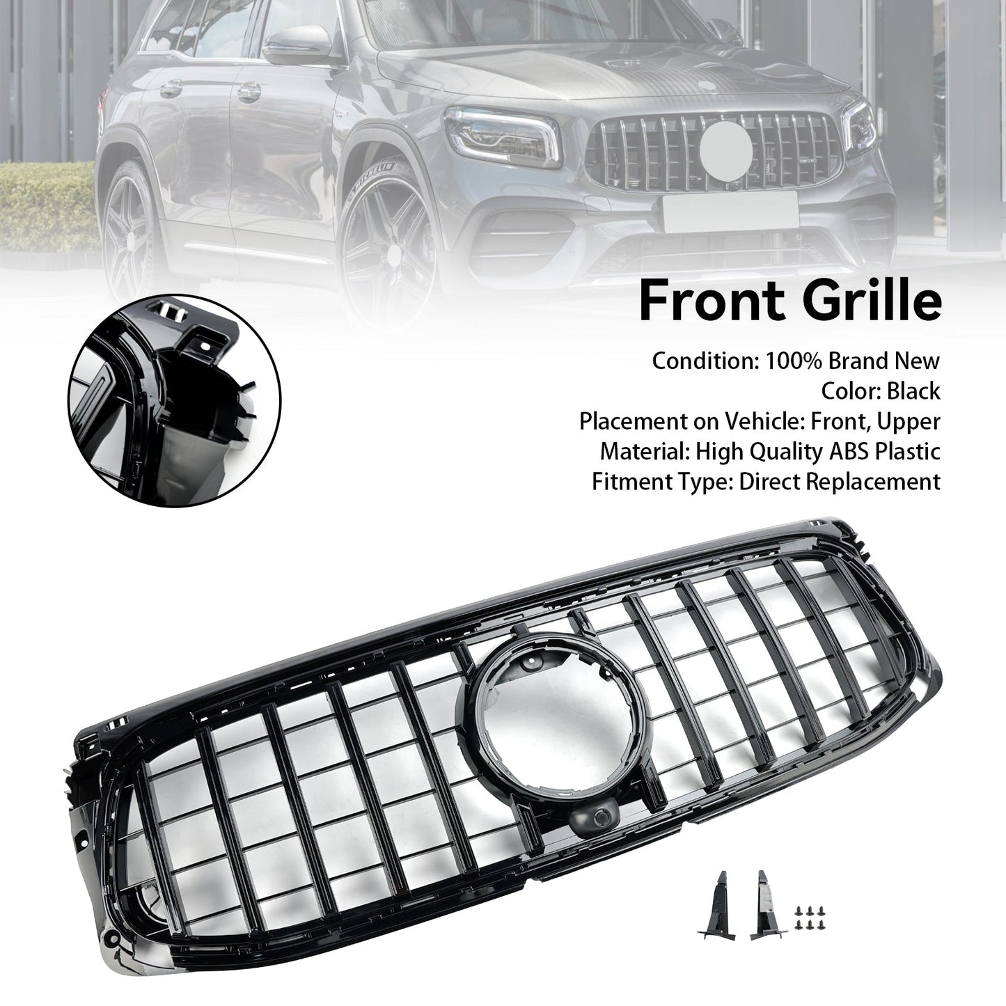 Mercedes 2020-2023 Benz GLB X247 AMG-Line Gloss Black Front Bumper Grill