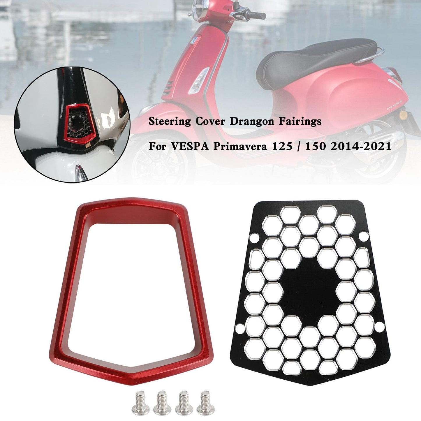 Cache klaxon central avant pour Vespa Sprint Primavera 125/150 2014-2021