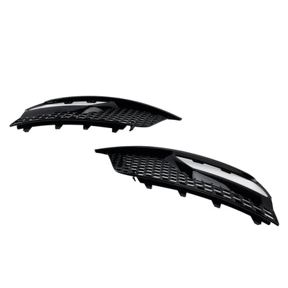 Gloss Black Front Fog Light Grill Covers Fit Audi A3 8V Sedan 2013-2016