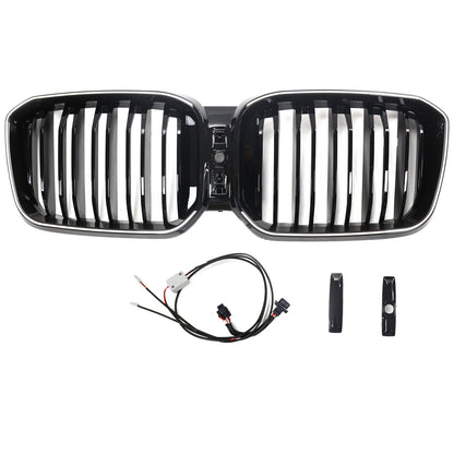 BMW X3 G01 / X4 G02 2022-2025 Black Kidney Front Grill Air Intake Radiator Bumper Grille W/ LED Strip Light