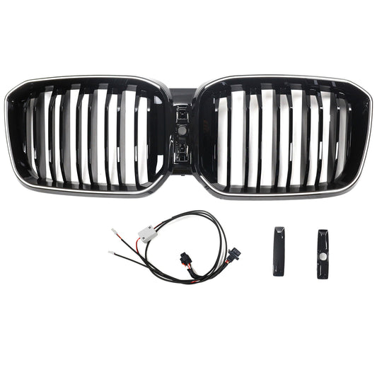 BMW X3 G01 / X4 G02 2022-2025 Black Kidney Front Grill Air Intake Radiator Bumper Grille W/ LED Strip Light