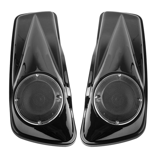 Black 6.5" Saddlebag Speaker Lids For Harley Touring Road King Glide 2014-2021