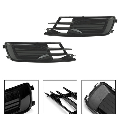 Audi 2014-2018 A6 C7 4G0807647T94 4G0807648T94 2PCS Front Bumper Foglight Cover Grill Grille Black