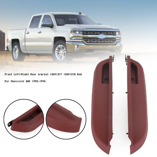 1990-1994 Chevrolet GMC Front Left+Right Door Armrest 15691217 15691218 Red