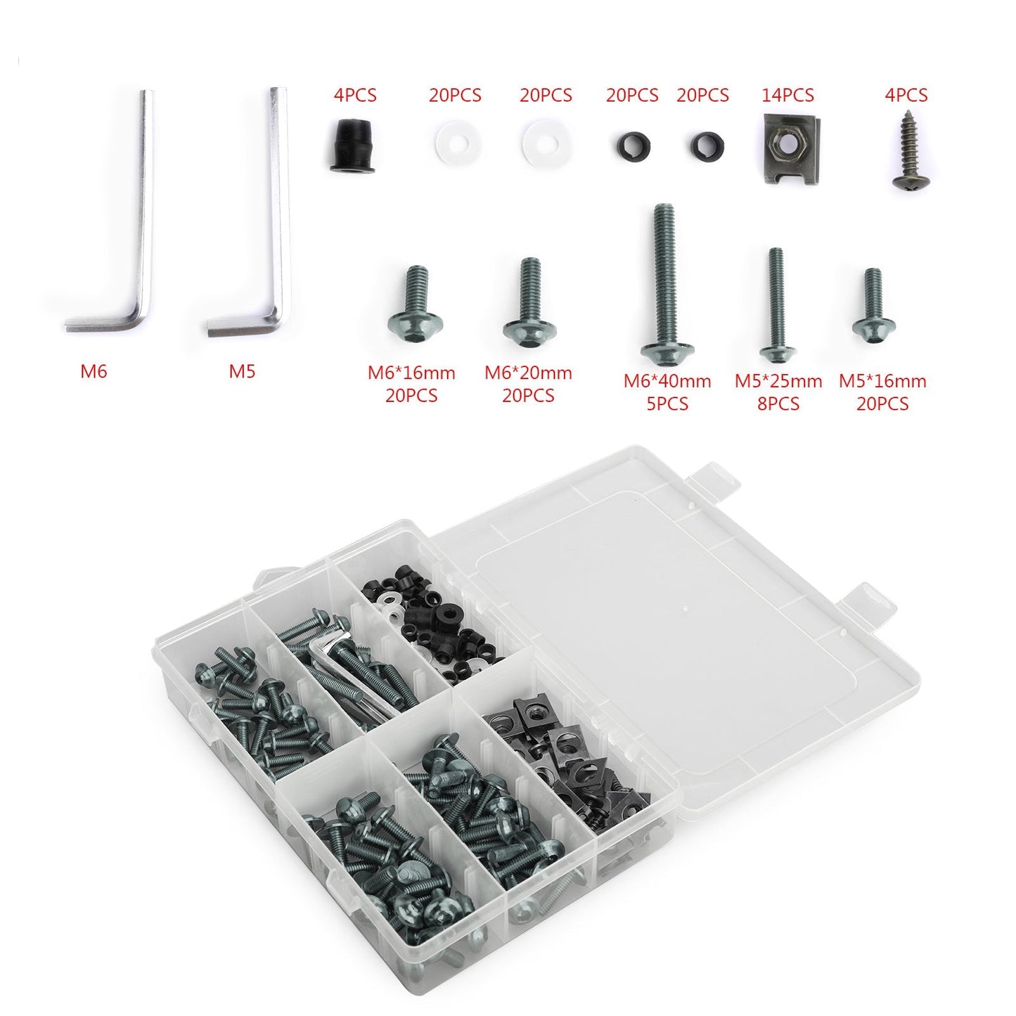 Kit de 177 boulons de carénage pour motos sportives, vis de fixation M5/M6 en titane