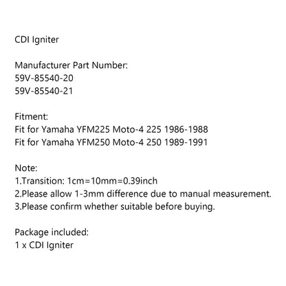 89-91 Yamaha YFM225 Moto-4 86-88 YFM250 Moto-4 89-91 #59V-85540-20 CDI Igniter