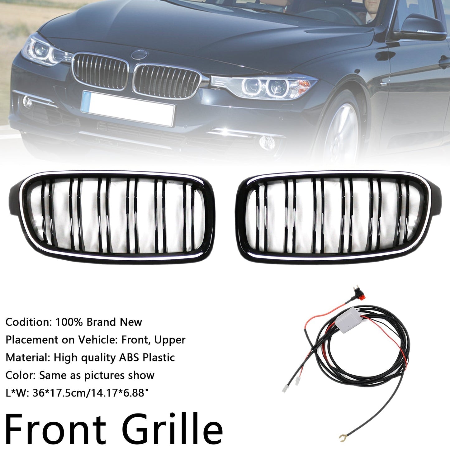 2012-2019 BMW 3 Series F30 F31 F35 Double Slat 51137263481 Front Kidney Grille Grill