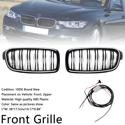 2012-2019 Double Slat Front Kidney Grille Grill Fit BMW 3 Series F30 F31 F35