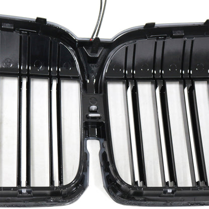 Double Slat Gloss Black Front Grill Grille Fit BMW 7 Series G11 G12 2019-2022