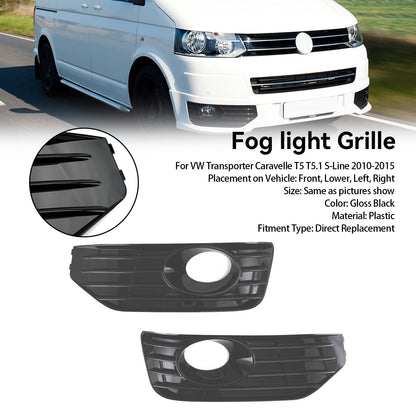 Volkswagen 2010-2015 Transporter Caravelle T5 T5.1 S-Line Fog Lamp Light Cover Insert S-line Grill Gloss Black