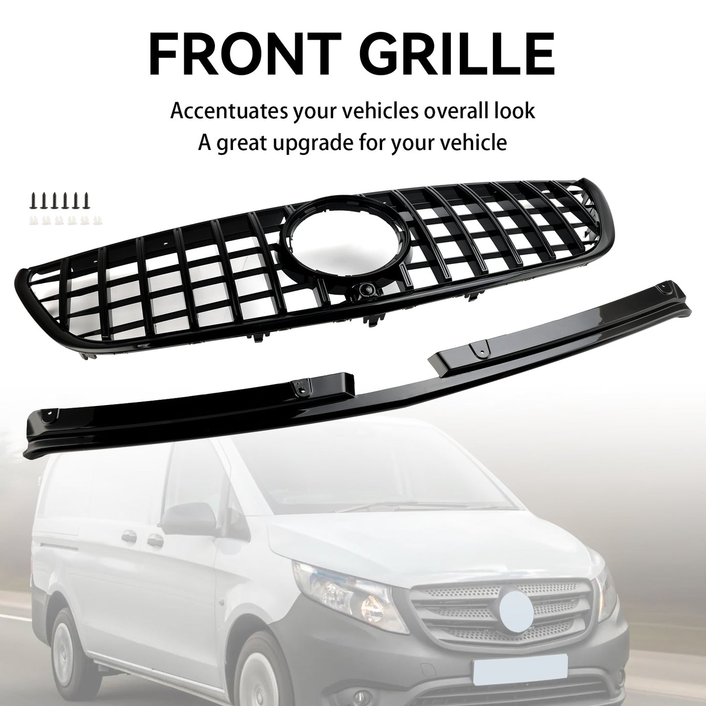 2015-2019 Mercedes Benz Vito W447 111CDI 114CDI 116CDI 119CDI GT Stlye Front Bumper Grill Gloss Black Grill