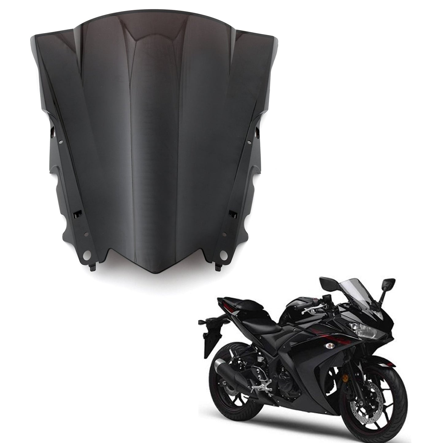 Pare-brise noir pour Yamaha YZF-R25 14-18 et YZF-R3 15-18