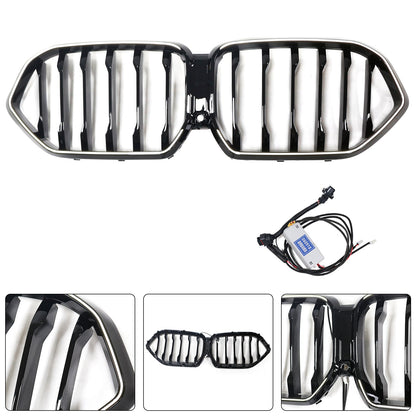 Black Front Bumper Grille Grill Fit BMW X6 G06 M60i 2023-2025 W/Camera Hole