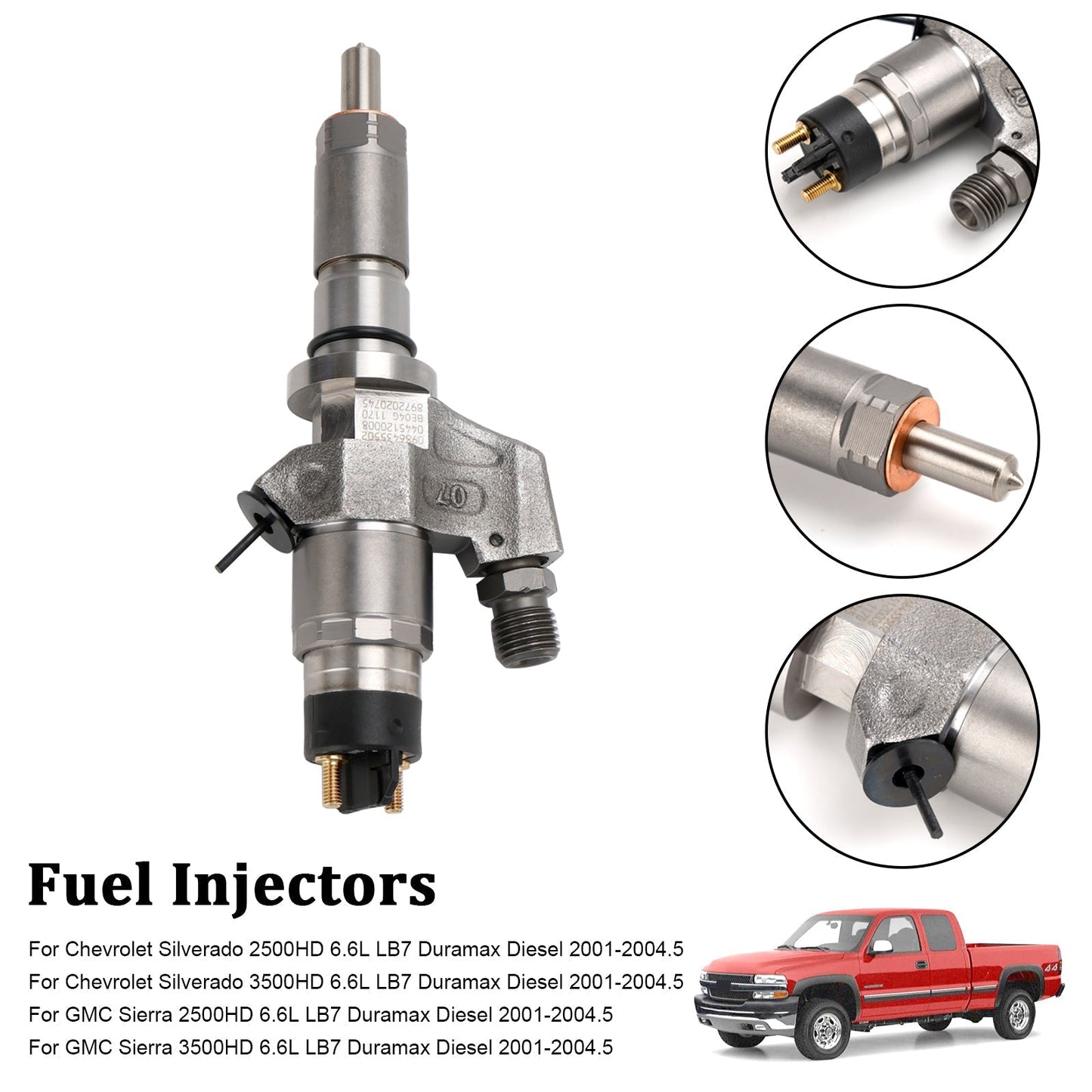 Injecteur de carburant diesel Duramax 6,6 L LB7 0445120008 0986435502 97208074 pour GMC Sierra 2500HD/3500HD 2001-2004.5