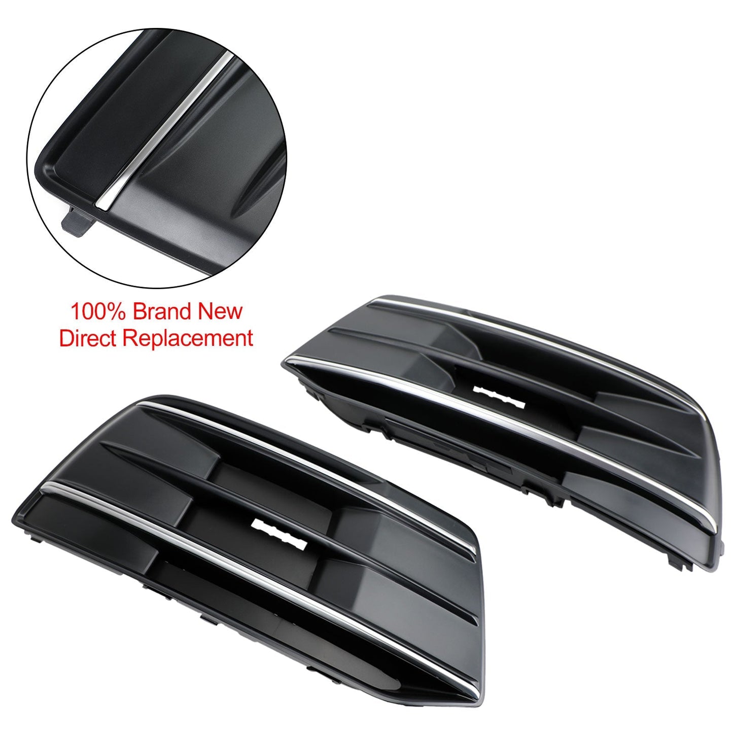 2018-2022 Audi Q5 Standard Version 2PCS Black/Chrome Front Bumper Cover Grille Bezel Insert Generic