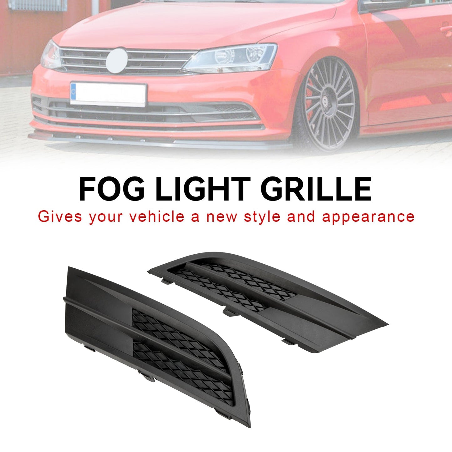 VW Jetta 2015-2018 Pair Fog Lamp Cover Grille Grill 5C6853665H9B9 5C6853666G9B9 VW1038135 Generic