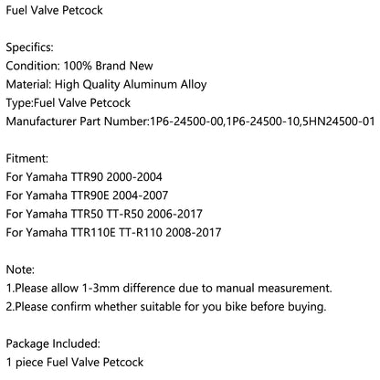 TTR90 TTR50 TTR110E TTR110 Yamaha 1P6-24500-00 Gas Fuel Petrol Valve Petcock