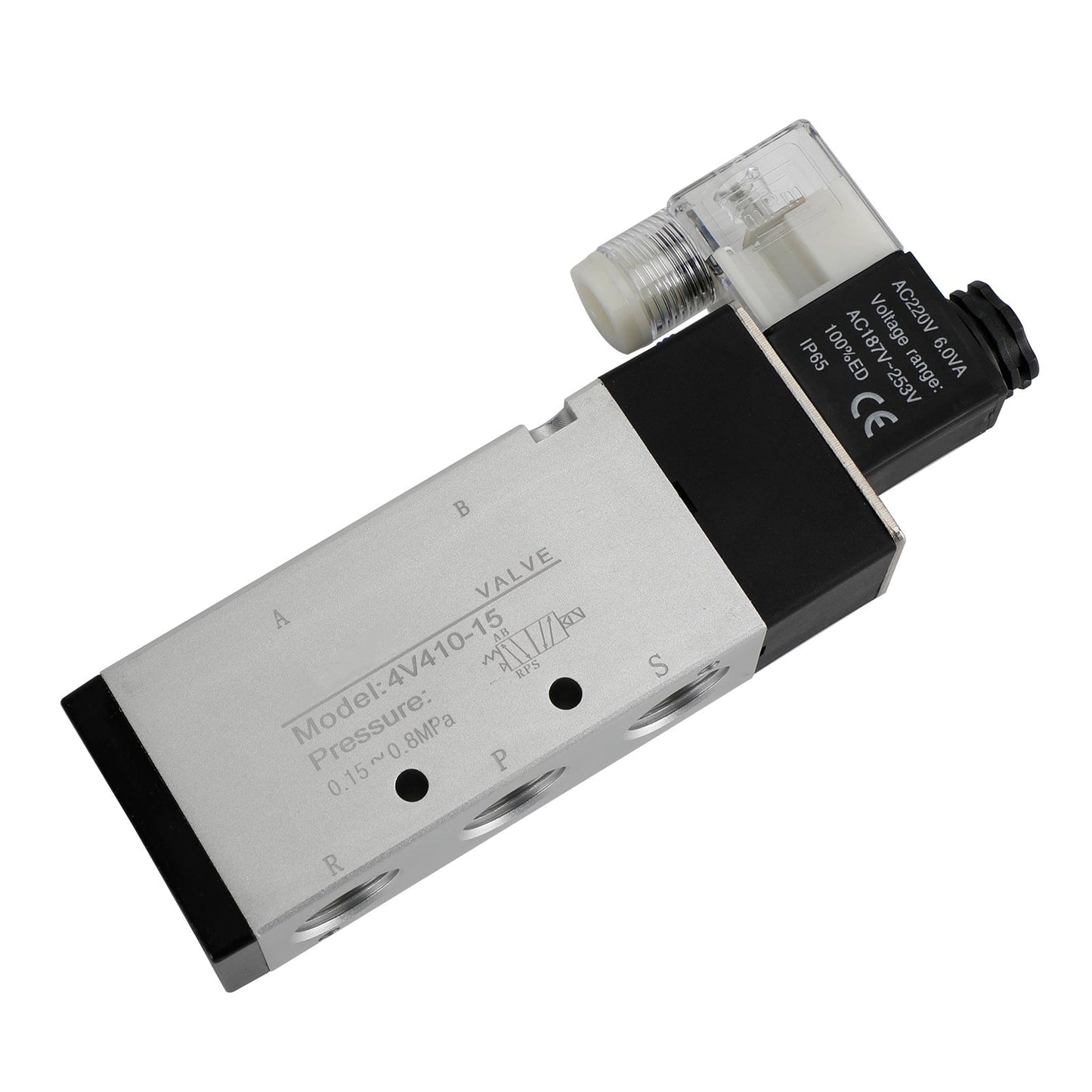 Electroválvula neumática 4V410-15 CA 220 V, 2 posiciones, 5 vías, PT 1/2"