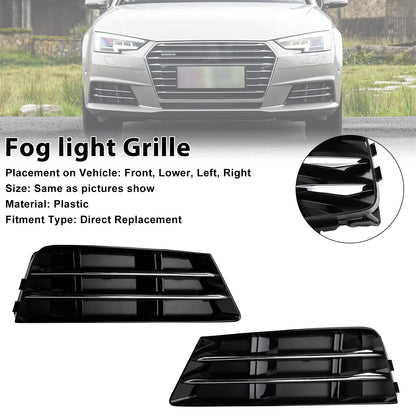 2016-2018 2PCS Front Fog Light Grille Lower Bumper Grill Fit AUDI A4 B9