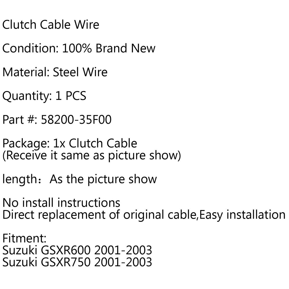 2001-2003 GSXR600 GSXR750 Suzuki 58200-35F00 Clutch Cable Replacement