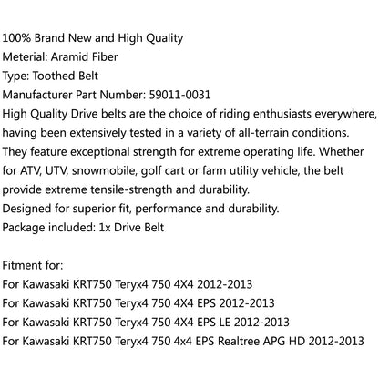 KRT750 Teryx4 750 4X4 EPS Realtree APG HD Kawasaki 59011-0031 Drive Belt