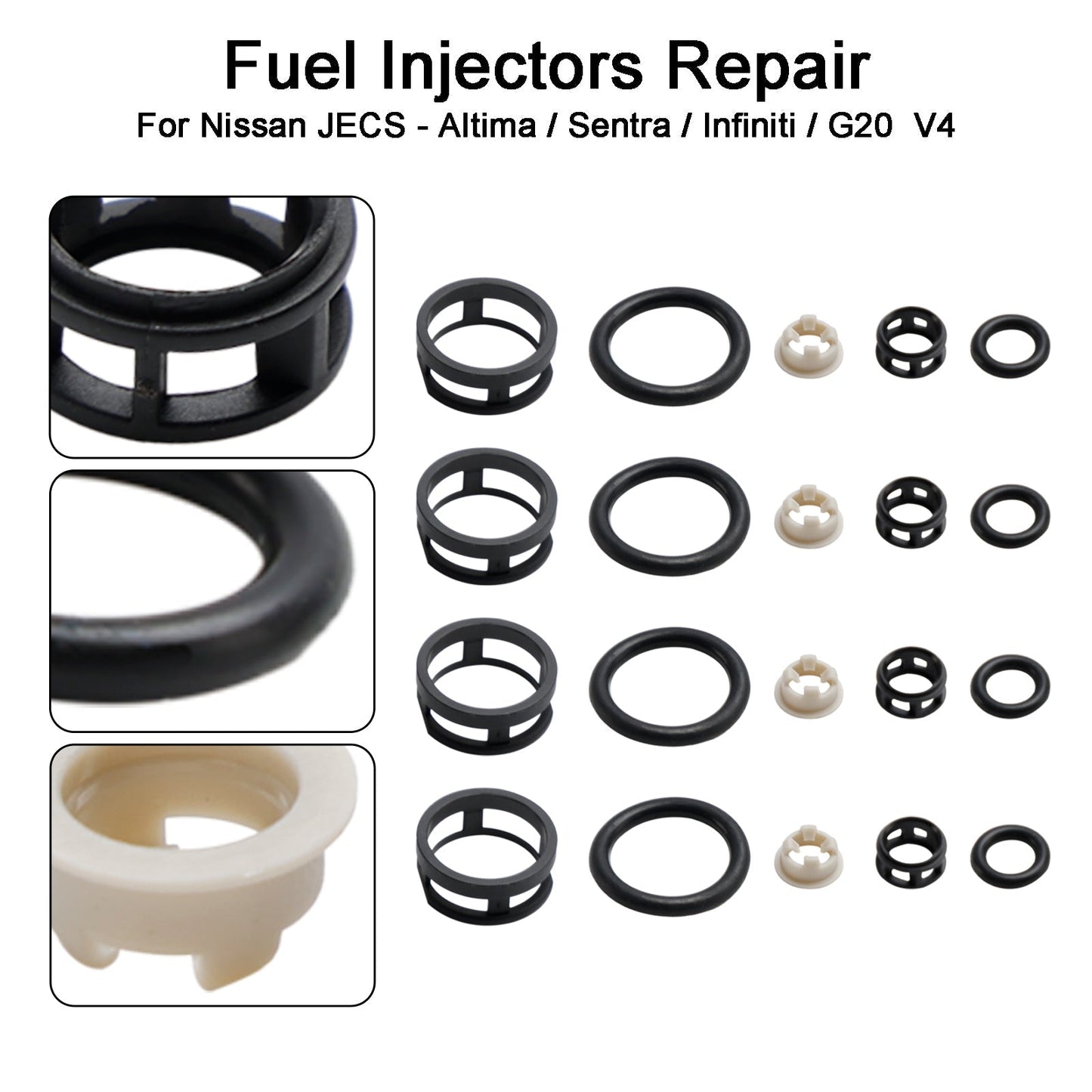 Kit de réparation d'injecteur de carburant à alimentation latérale Nissan JECS 4 pièces Filtres Joints Joints toriques Bouchons d'attelage