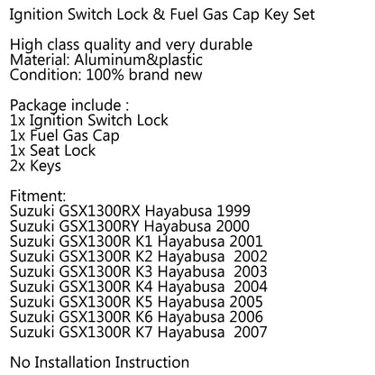 Suzuki Hayabusa GSX1300R 1997-2007 Ignition Switch Fuel Cap Seat Lock Set