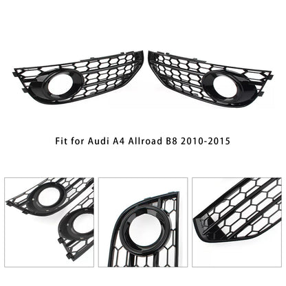 Front Bumper Honeycomb Fog Grille Cover For Audi A4 Allroad B8 2010-2015 Black