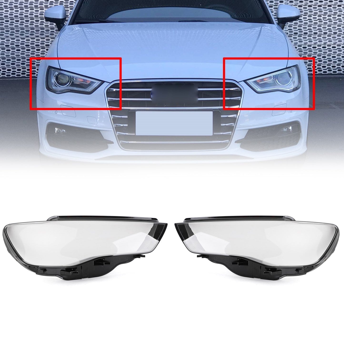 Couvercle de phare gauche et droit, lentille transparente, pour Audi A3 8V0941004 et 8V0941003 (2013-2016)