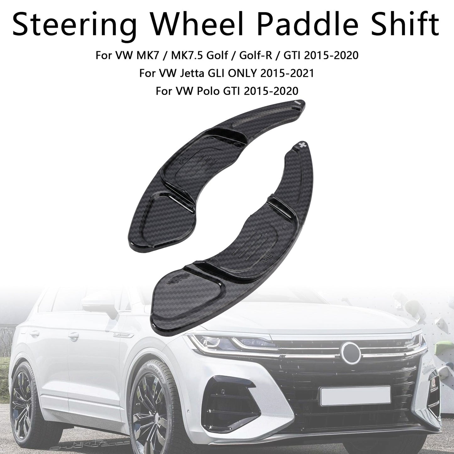 2015-2020 Volkswagen Polo Golf 7 Carbon Look Steering Wheel Paddle Shifter Extension Covers