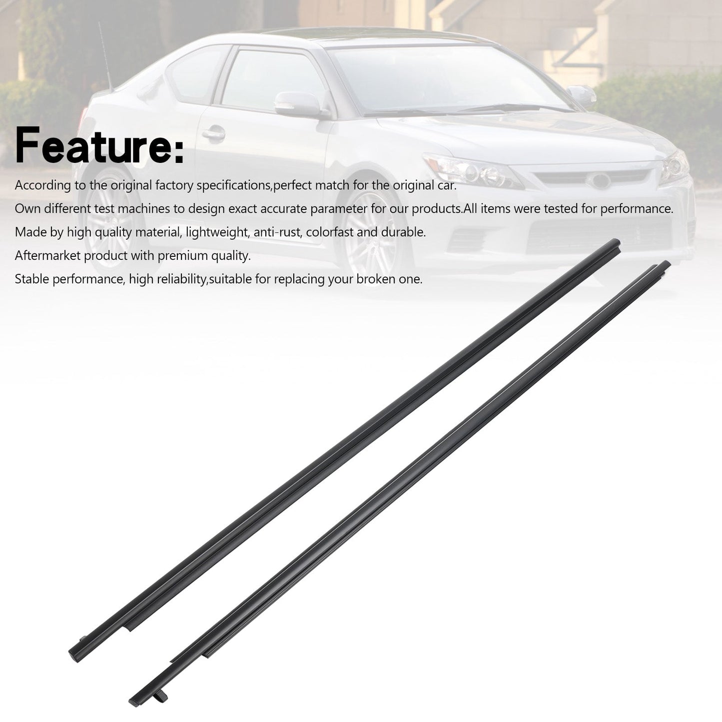 2005-2010 Scion TC ANT10 Left+Right Door Glass Window Weatherstrip Seals 75711-21030