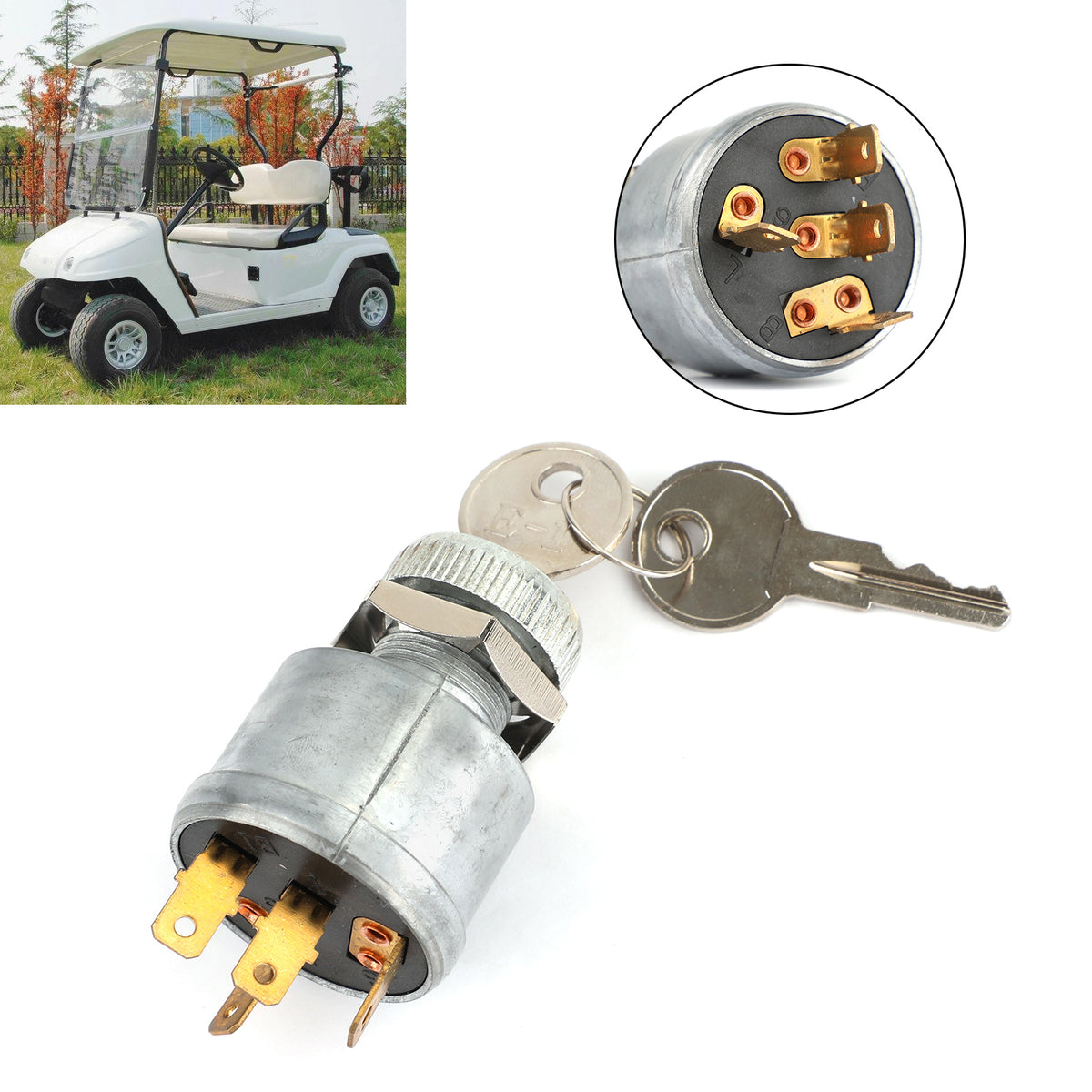 1981+ Cart - 4 Prong w/Factory Lights Gas & Electric Ezgo 33639G01 Key Switch
