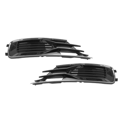 Audi 2014-2018 A6 C7 4G0807647T94 4G0807648T94 2PCS Front Bumper Foglight Cover Grill Black Chrome