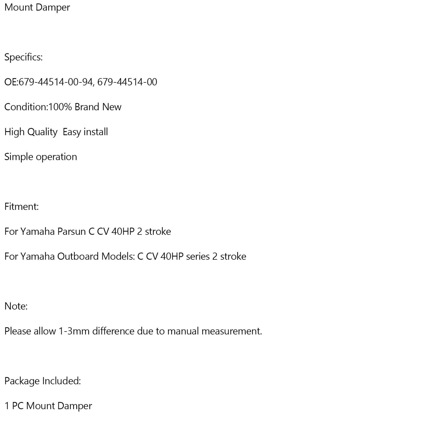 Amortiguador de montaje inferior para motor fueraborda Yamaha Parsun de 40 HP C CV 40