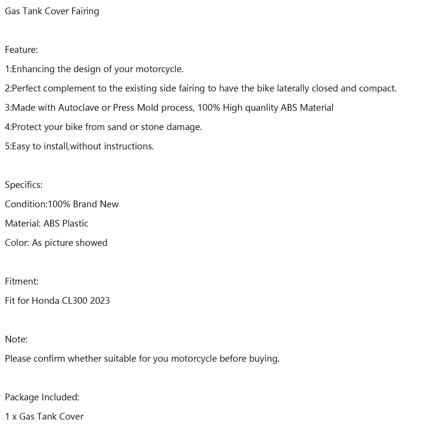 Protection de carénage de couvercle de réservoir d'essence pour Honda CL300 2023