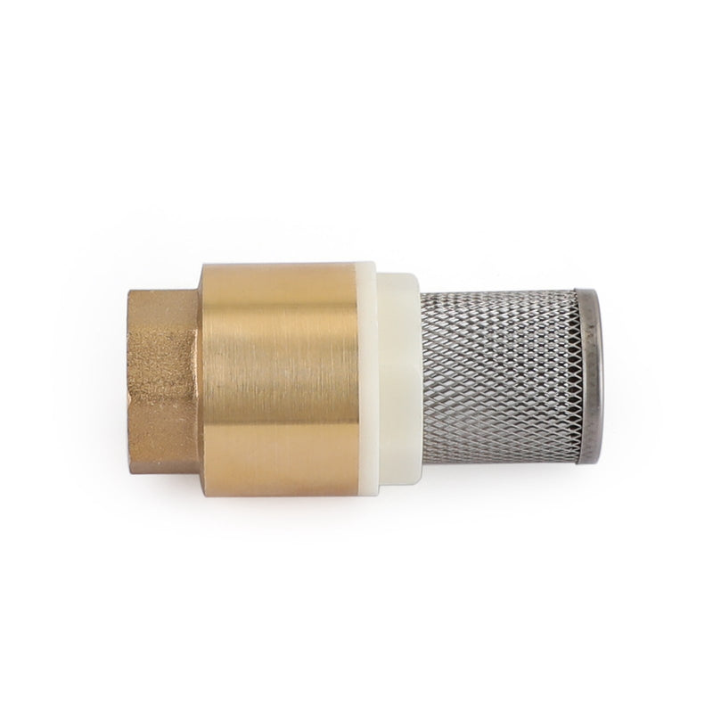 Válvula de retención de pie en línea NPT de 3/4" con resorte de latón y filtro, 200 PSI