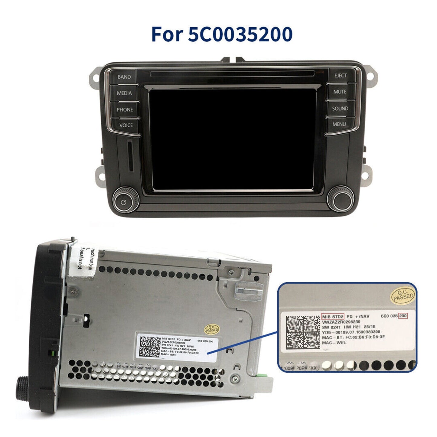 VW Magotan B7/Scirocco/Golf 6R/Polo/Tiguan/CC/GLI/GTI/Jetta/Passat Écran tactile LCD 6,5" TDO-WVGA06 33F00045
