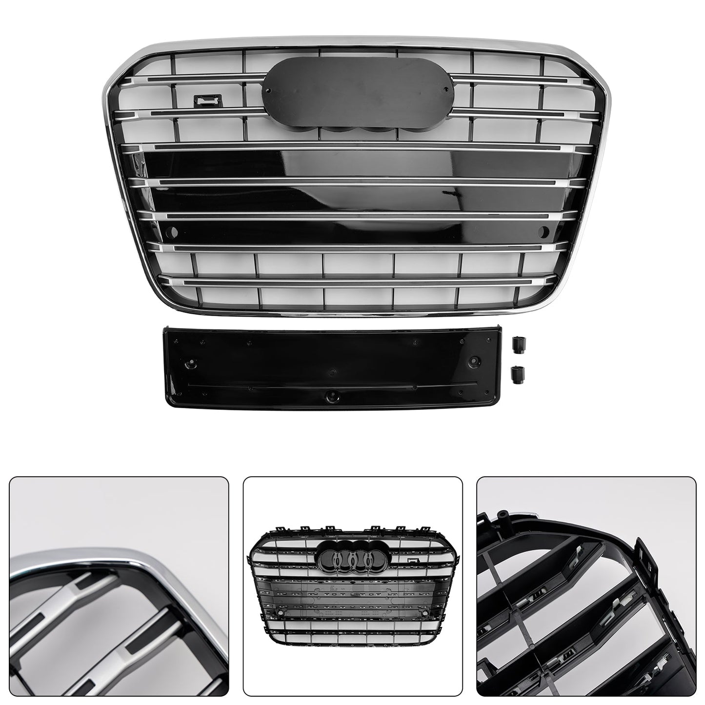 S6 Style Front Bumper Grill Grille Fit Audi A6 C7 2012-2015 Chrome