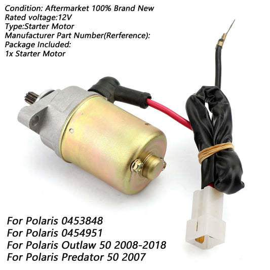 08-18 POLARIS Predator 50 OUTLAW 50 ATV 0453848 454951 ATV Starter Motor Assosary