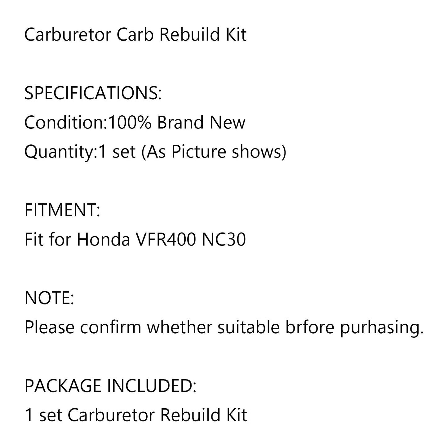 Kit de réparation de carburateur pour Honda VFR400 VFR400R NC30, pièces de rechange