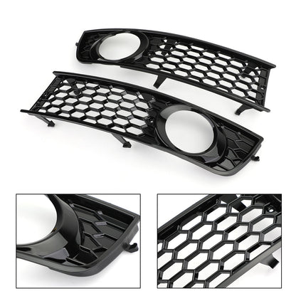 Audi 2001-2005 A4 B6 Pair Front Bumper Honeycomb Fog Light Grille Grill Cover