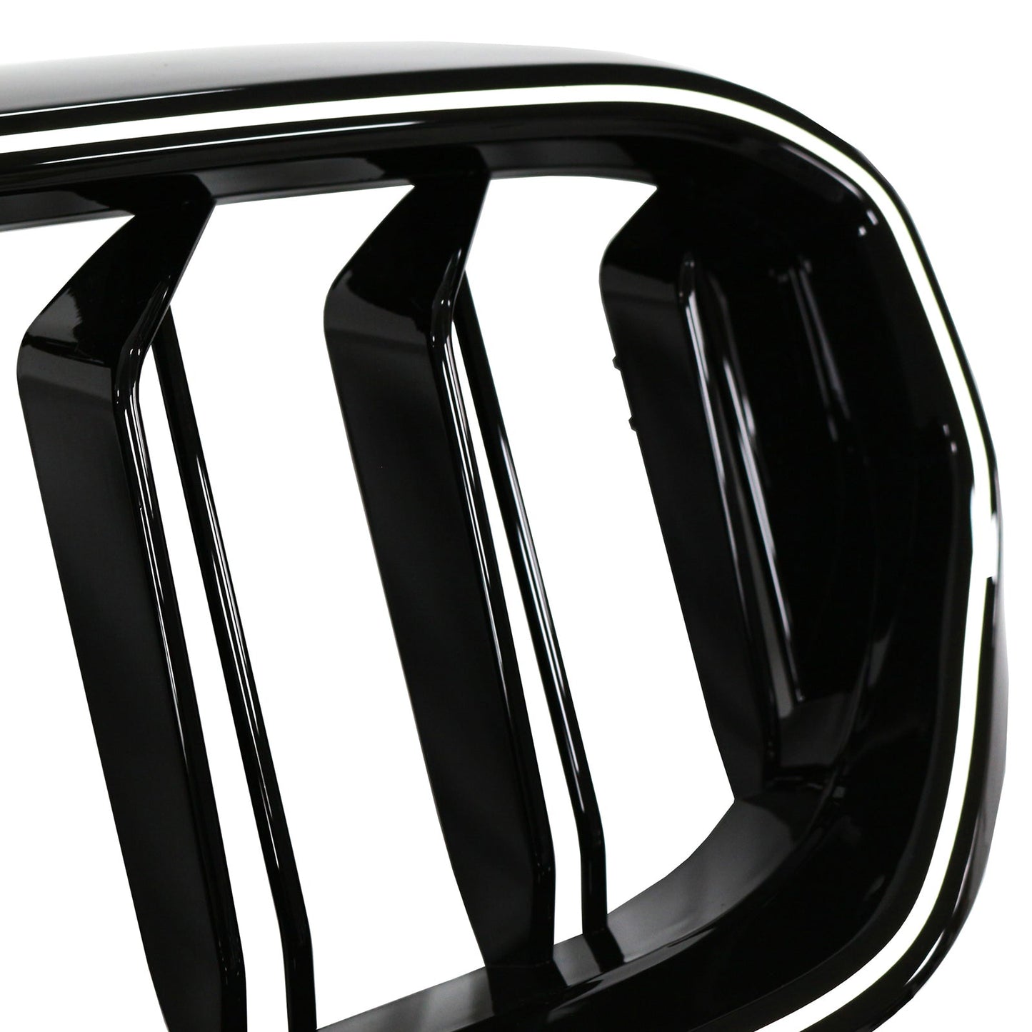 2021-2024 BMW 5 Series G30 G38 Double Slat Kidney Grille Front Bumper Replacement Gloss Black Grill With LED Strip